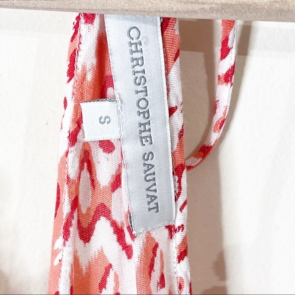 Christophe Sauvat Coral Printed Pom Pom Tasseled Adjustable Tank Top Size Small - Picture 4 of 9